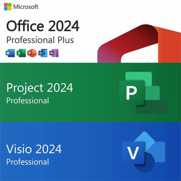 BUNDLE:  Microsoft Office Professional 2024 + Microsoft Project 2024 + Microsoft Visio 2024